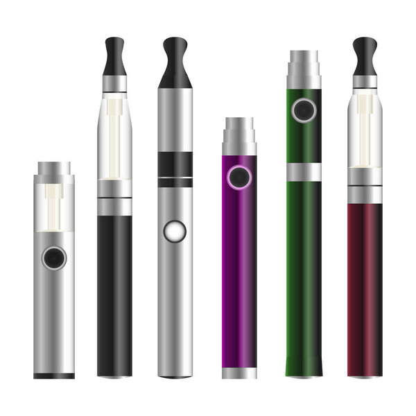 ape Pen. Electronic Cigarette Set. Colorful Vector E-cigarette Pen Isolated On White Background. Illustration.