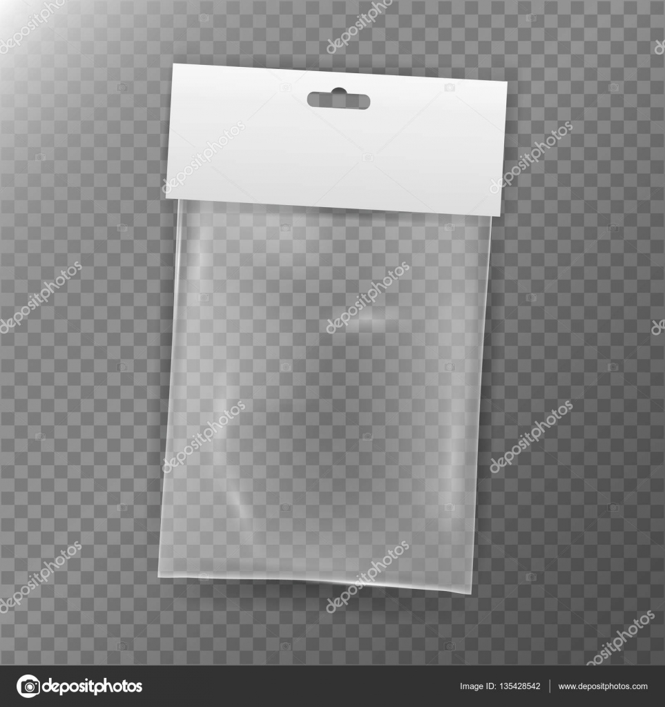 Transparent Plastic Bag. Reality Nylon Icon Background. Sealed