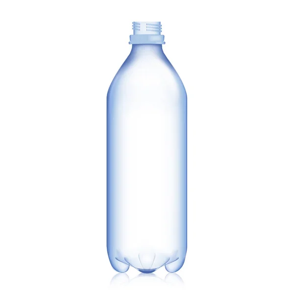 Botella vacía. Botella de agua azul de plástico en blanco realista. Prepárate para tu diseño. Vector plantilla fondo — Vector de stock