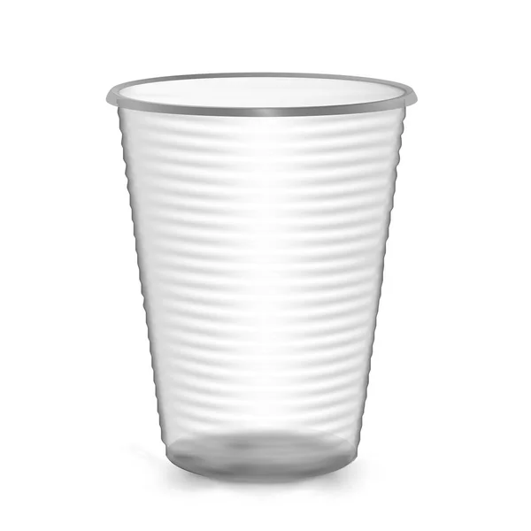 Tazza di plastica. Isolato su sfondo bianco. Fingi per il tuo design. Foto realistica illustrazione vettoriale — Vettoriale Stock