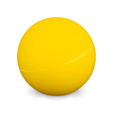 Beyaz arka plan üzerinde izole Ping Pong topu. Foto gerçekçi 3d sarı top gölge ile. Şey popüler oyun Masa Tenisi. Vektör çizim