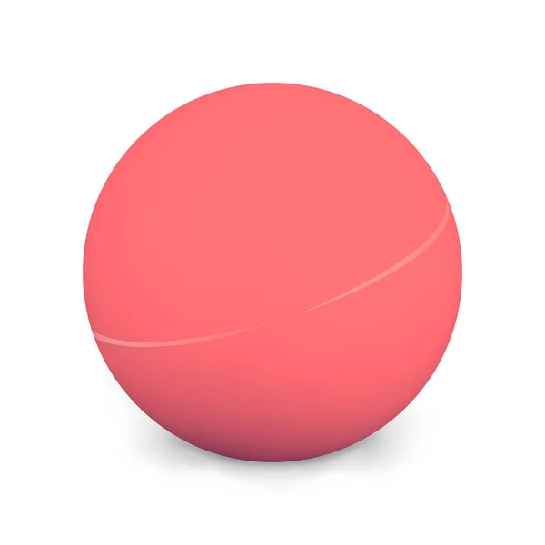 Ping Pong Ball isolado em fundo branco. Foto realista 3d bola vermelha com sombra. Coisa do popular jogo de tênis de mesa. Ilustração vetorial — Vetor de Stock