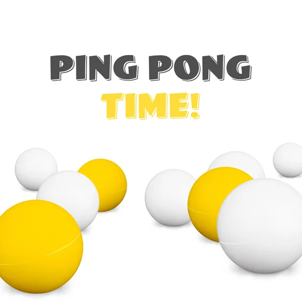 Ping Pong Banner. Bílé a žluté 3d zelené koule se stínem na bílém pozadí. Dobré pro bannery a tisk. Vektorové ilustrace — Stockový vektor