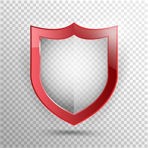 Escudo transparente. Icono de insignia de seguridad. Banner de guardia de privacidad. Protección Red Shield Concept. Elemento seguro de decoración. Firma de defensa. Símbolo de conservación. Ilustración vectorial — Archivo Imágenes Vectoriales