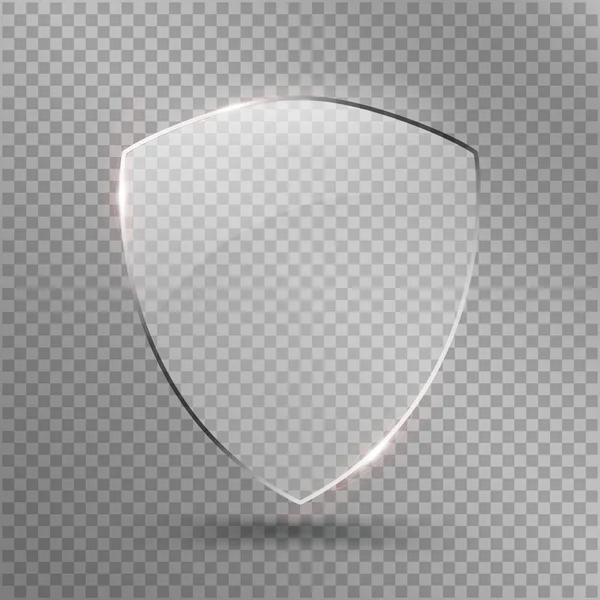 Transparent sköld. Säkerhetsglas bricka ikonen. Privacy Guard Banner. Konceptet Protection Shield. Dekoration säkert Element. Försvar tecken. Bevarande Symbol. Vektorillustration — Stock vektor