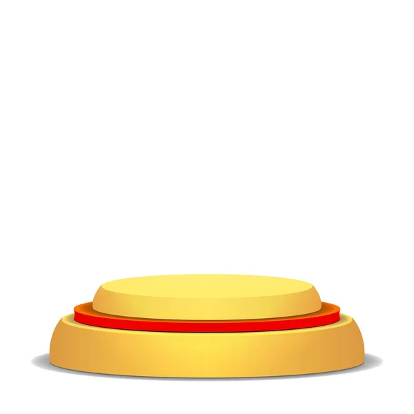 Порожній вектор Подіум. Ізольовані на білому тлі. Жовтий 3D етап. Реалістична платформа. Концепція круглої педалі . — стоковий вектор