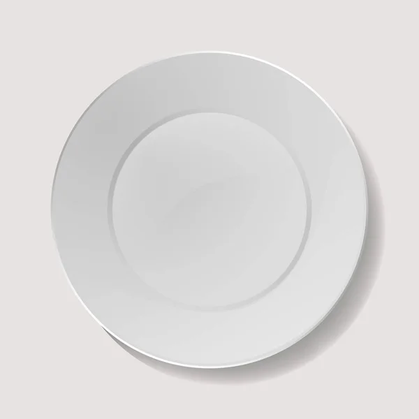 Vetor de placa realista. Closeup Porcelana Mock Up Louça Isolada. Vista superior cerâmica limpa do prato da cozinha. Modelo de cozinha para apresentação de alimentos . —  Vetores de Stock