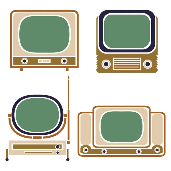 Παλιά τηλεόραση. Vintage διάνυσμα σύνολο. Ρετρό συσκευές — Διανυσματικό Αρχείο