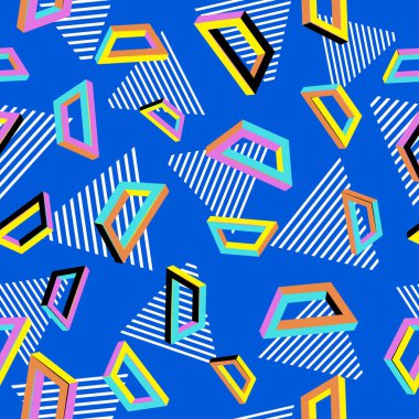 Vektör desen 80s. Geometrik sorunsuz arka plan. Retro Memphis tarzı 1980'lerde.