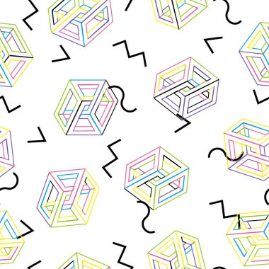Vektör desen 80s. Geometrik sorunsuz arka plan. Retro Memphis tarzı 1980'lerde.