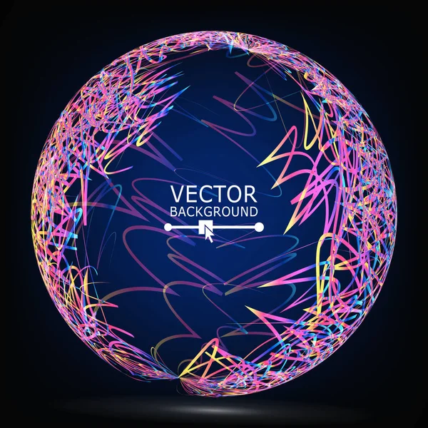 Líneas de color Esfera Composición Vector. Resplandeciente fondo abstracto — Archivo Imágenes Vectoriales