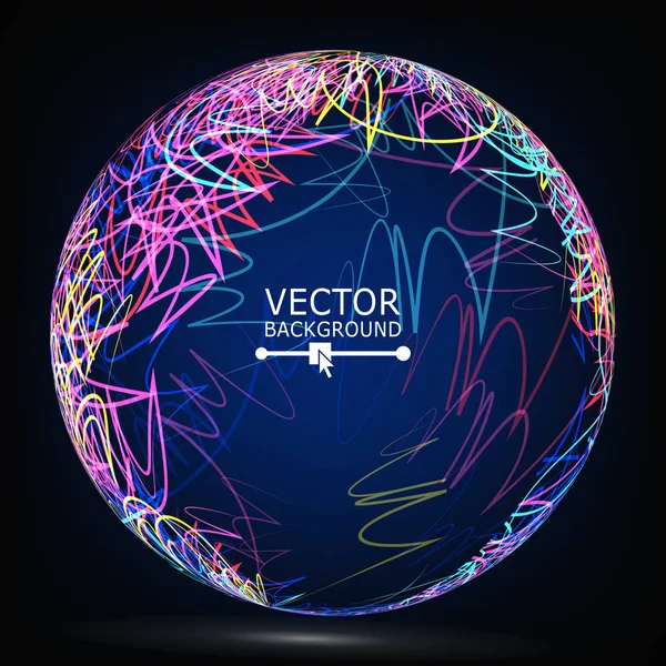 Líneas de color Esfera Composición Vector. Resplandeciente fondo abstracto — Archivo Imágenes Vectoriales