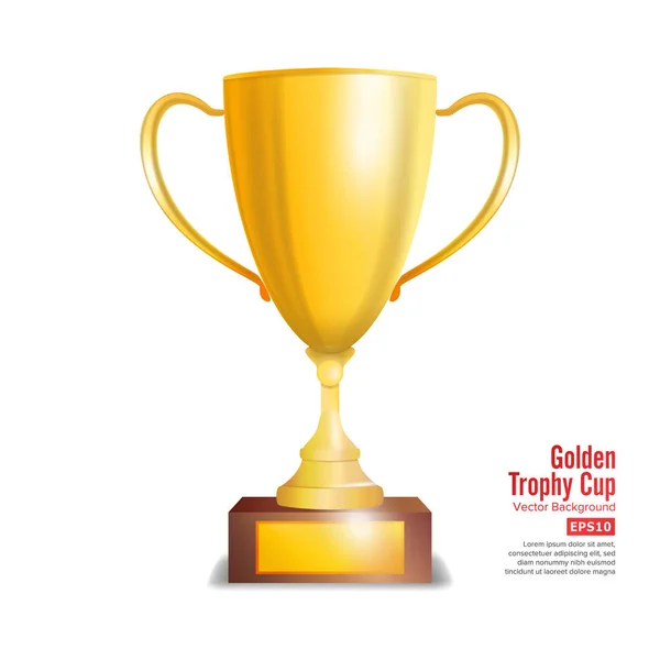 Arany trófea kupa. Elszigetelt fehér háttér vektor illusztráció — Stock Vector