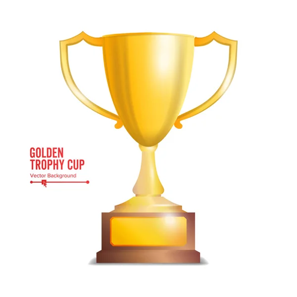 Golden Trophy Cup. Isolated On White Background Vector Illustration — Stock Vector