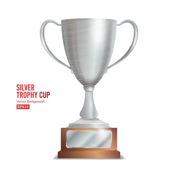 Zilver Trophy Cup. Winnaar Concept. Award Design. Geïsoleerd op een witte achtergrond vectorillustratie — Stockvector