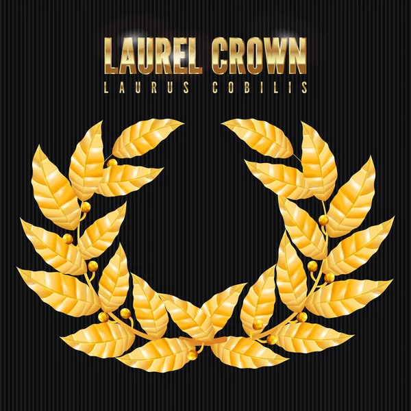 Laurel korona. Görög koszorú, arany levelekkel. Vektoros illusztráció — Stock Vector