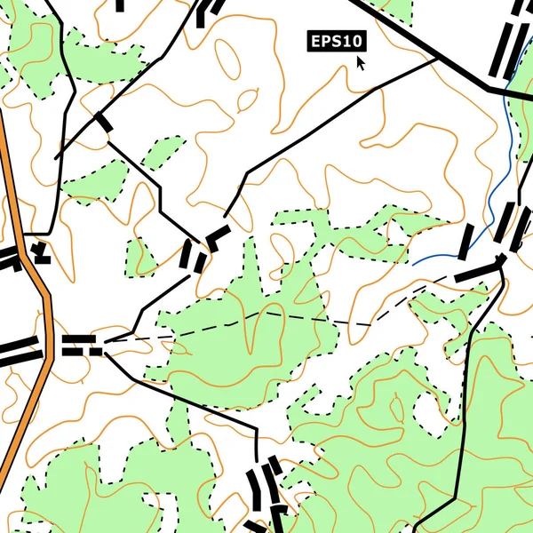 Топографічна карта фон концепція з дороги, ліси, населених пунктів, полегшення контурів. Може використовуватися для шпалер, веб-сторінки, поверхнева текстура, банер Flyer, Обкладинка книги, плакат — стоковий вектор