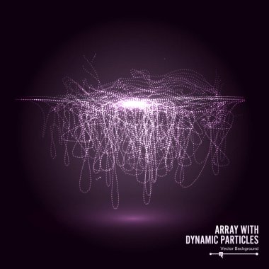 Array Vector With Dynamic Particles. Round Shape Of Particles Array. Graphic Abstract Background With Lighting Effect clipart svg vector 