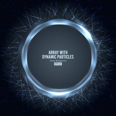 Array Vector With Dynamic Particles. Round Shape Of Particles Array. Graphic Abstract Background With Lighting Effect clipart svg vector 