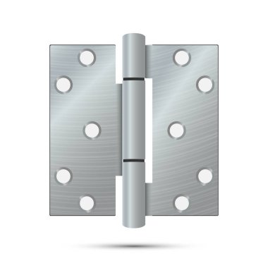 Door Hinge Vector. Classic And Industrial Ironmongery Isolated On White Background. Simple Entry Door Metal Hinge Icon. Stainless Steel. Stock Illustration clipart