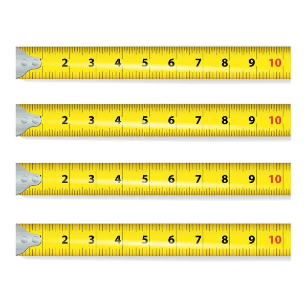 Tape measure in cm, cm and inch, cm and hand, cm and span, cm and foot — Stock Vector © lajo_2