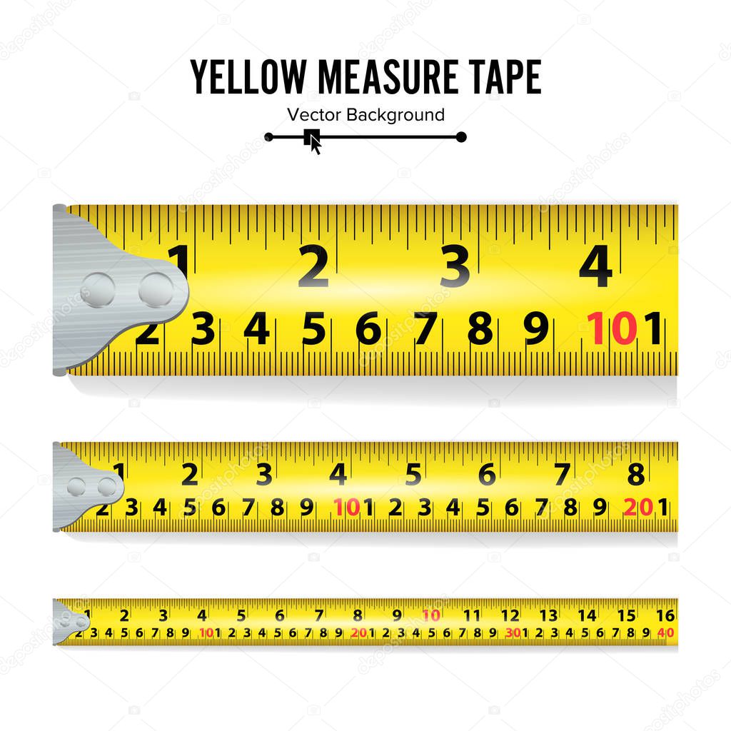 Yellow Measure Tape On White Background Vector