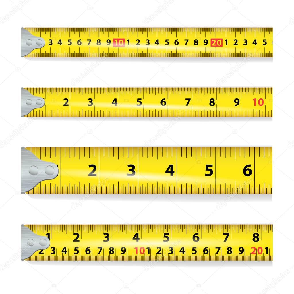 Yellow Measure Tape On White Background Vector