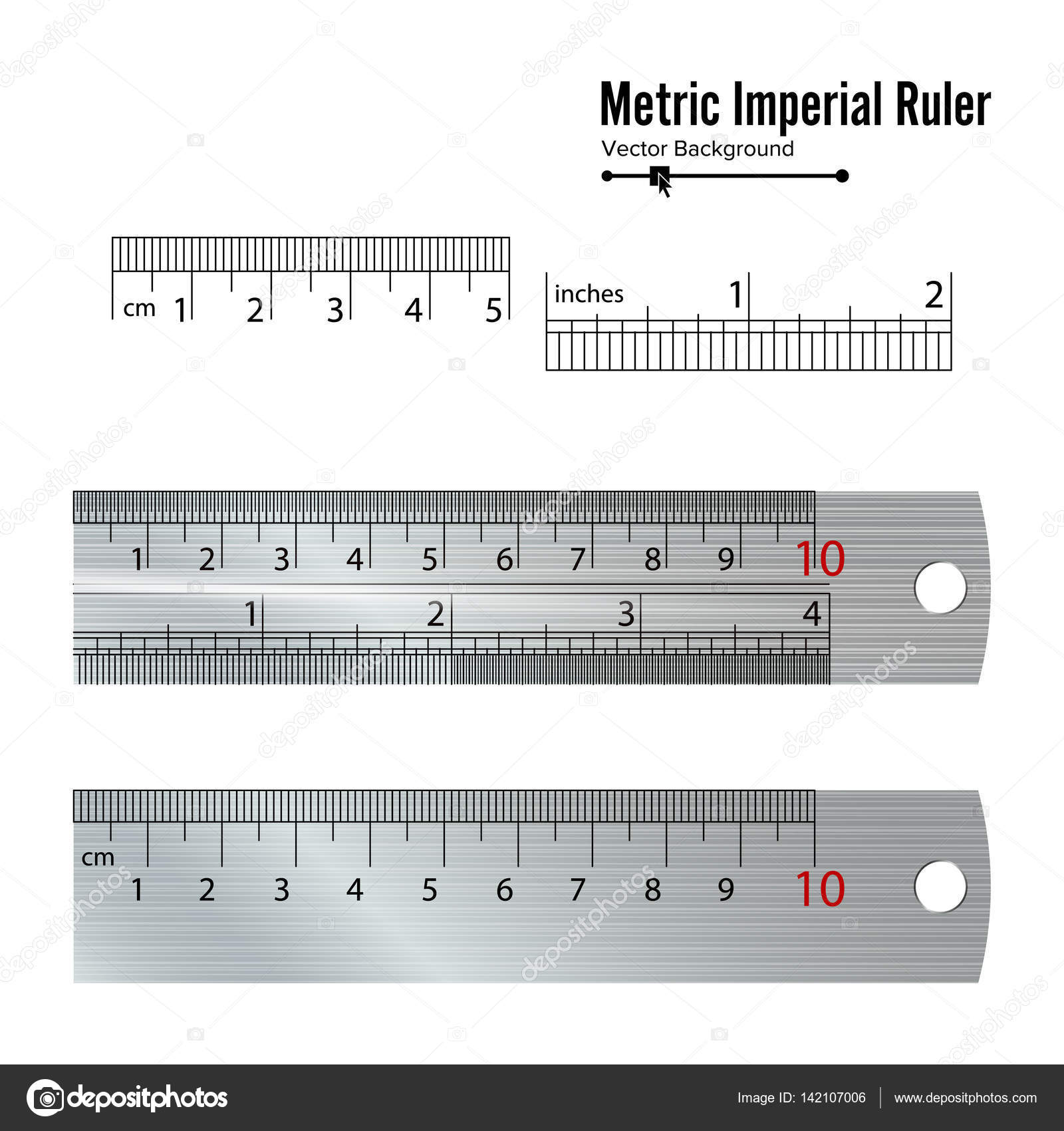 Metric Imperial Rulers Vector Centimeter And Inch Measure Tools