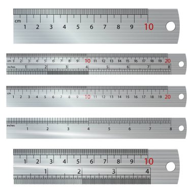 Metric Imperial Rulers Vector. Centimeter And Inch. Measure Tools Equipment Illustration Isolated On White Background. clipart