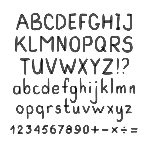 Маркер Рука написана Doodle Символи Вектор. Листи, цифри, математичні символи — стоковий вектор