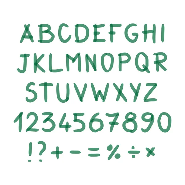 Маркер Рука написана Doodle Символи Вектор. Листи, цифри, математичні символи — стоковий вектор