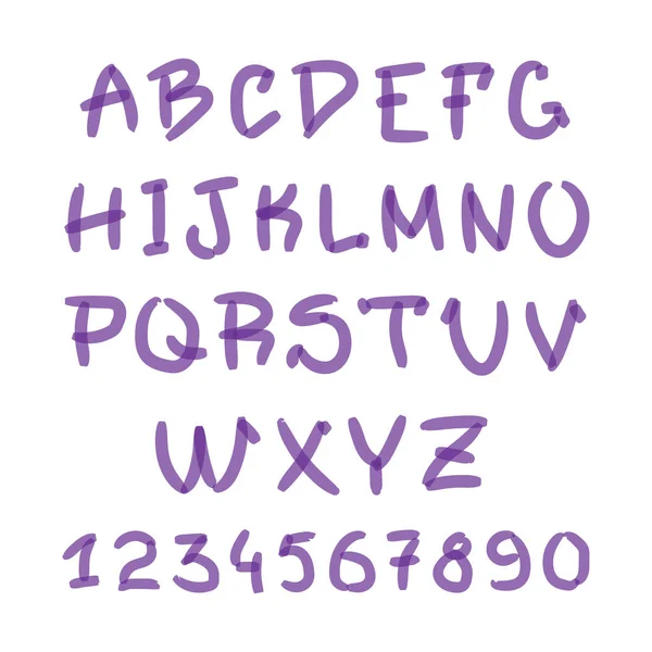 İşaretçi el Doodle simgeler vektör yazılı. Harf, rakam — Stok Vektör