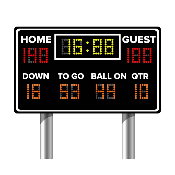 American Football Scoreboard. Sportspielwertung. digitale LED-Punkte. Vektorillustration — Stockvektor