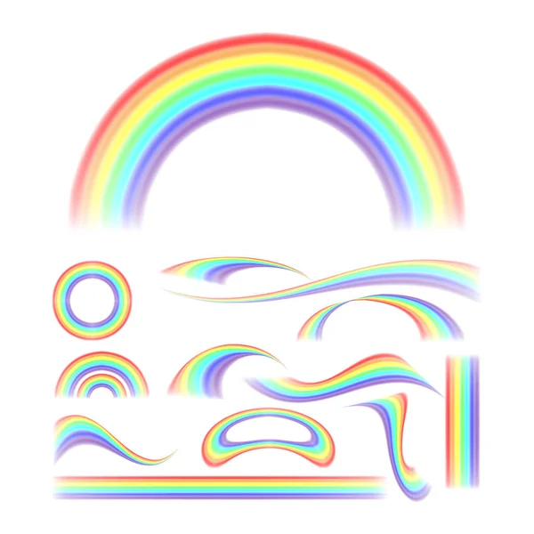 Rainbow Set Vector. Collectie van de andere Shape. Realistische Rainbow instellen geïsoleerd op witte achtergrond. — Stockvector