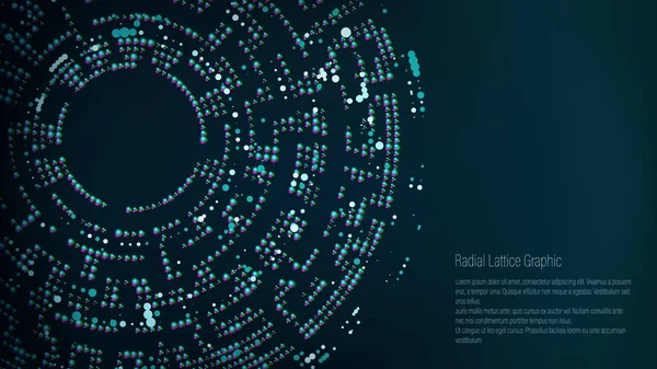 Projekt graficzny sieci krystalicznej promieniowym. Streszczenie tło. Lejek, czarna dziura. — Wektor stockowy