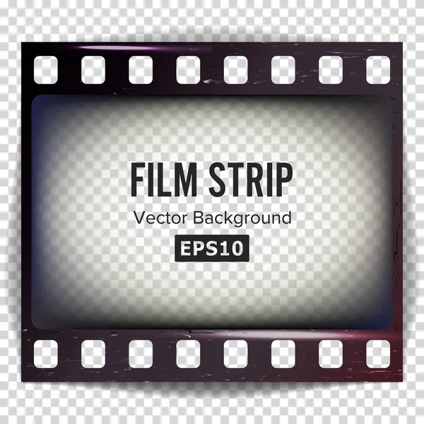 Filme Strip Vector. Tira de quadro em branco riscado isolado em fundo transparente . — Vetor de Stock