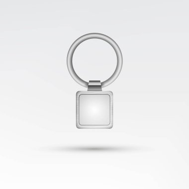 Gerçekçi şablon Metal Anahtarlık vektör. 3D Anahtarlık Ring için beyaz arka plan üzerinde izole anahtar ile