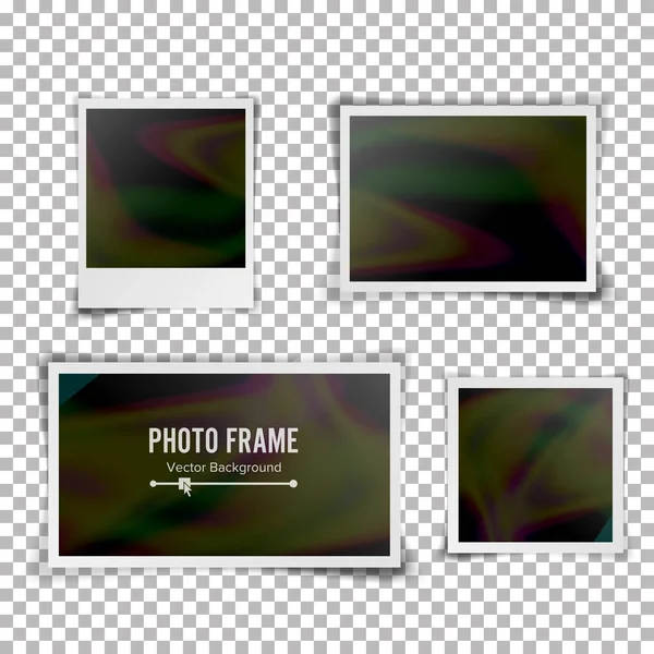 Вектор постоянных фото. Пустая винтажная фоторамка, изолированная на прозрачном фоне. Винтажный стиль. Фотореалистичный вектор. Retro Instant Photo Mocup — стоковый вектор