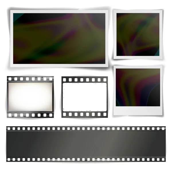 Instant Photo Frame Vector. Fotorealistické sbírka izolovaných Photo Strip a instantní fotografie rámečky prázdné izolovaných na bílém pozadí — Stockový vektor