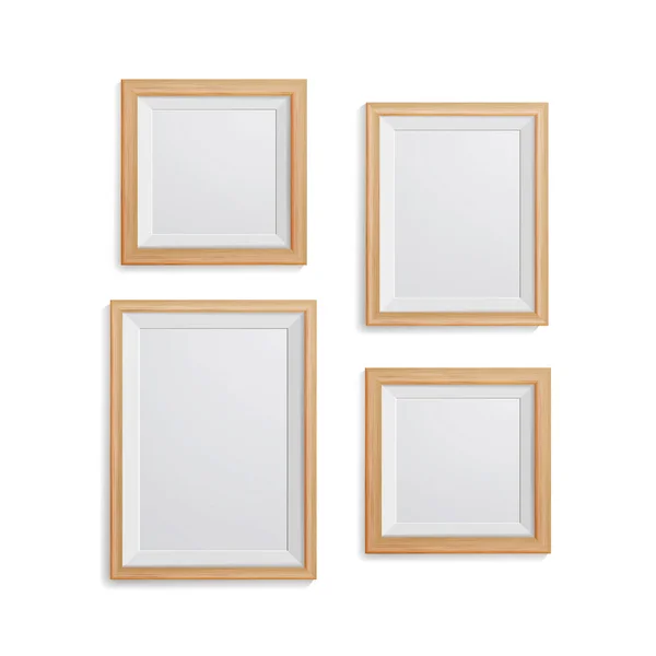 Realistic Photo Frame Vector Set. Collection Of Empty Blank. Realistic Picture Frame On The White Wall. Design Template For Mock Up. — Stock Vector