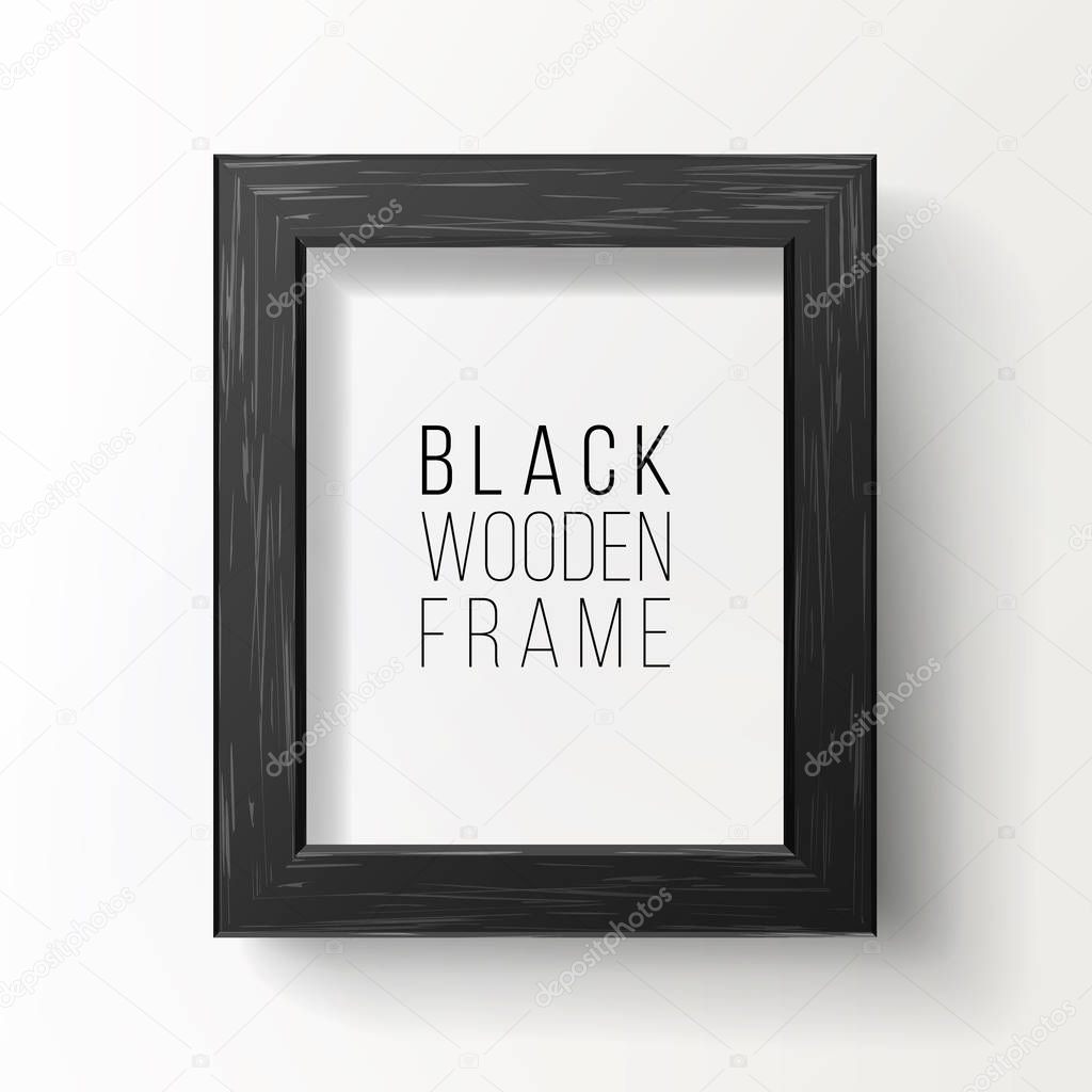 Realistic Photo Frame Vector. On White Wall From The Front With Soft Shadow. Good For Your presentations.