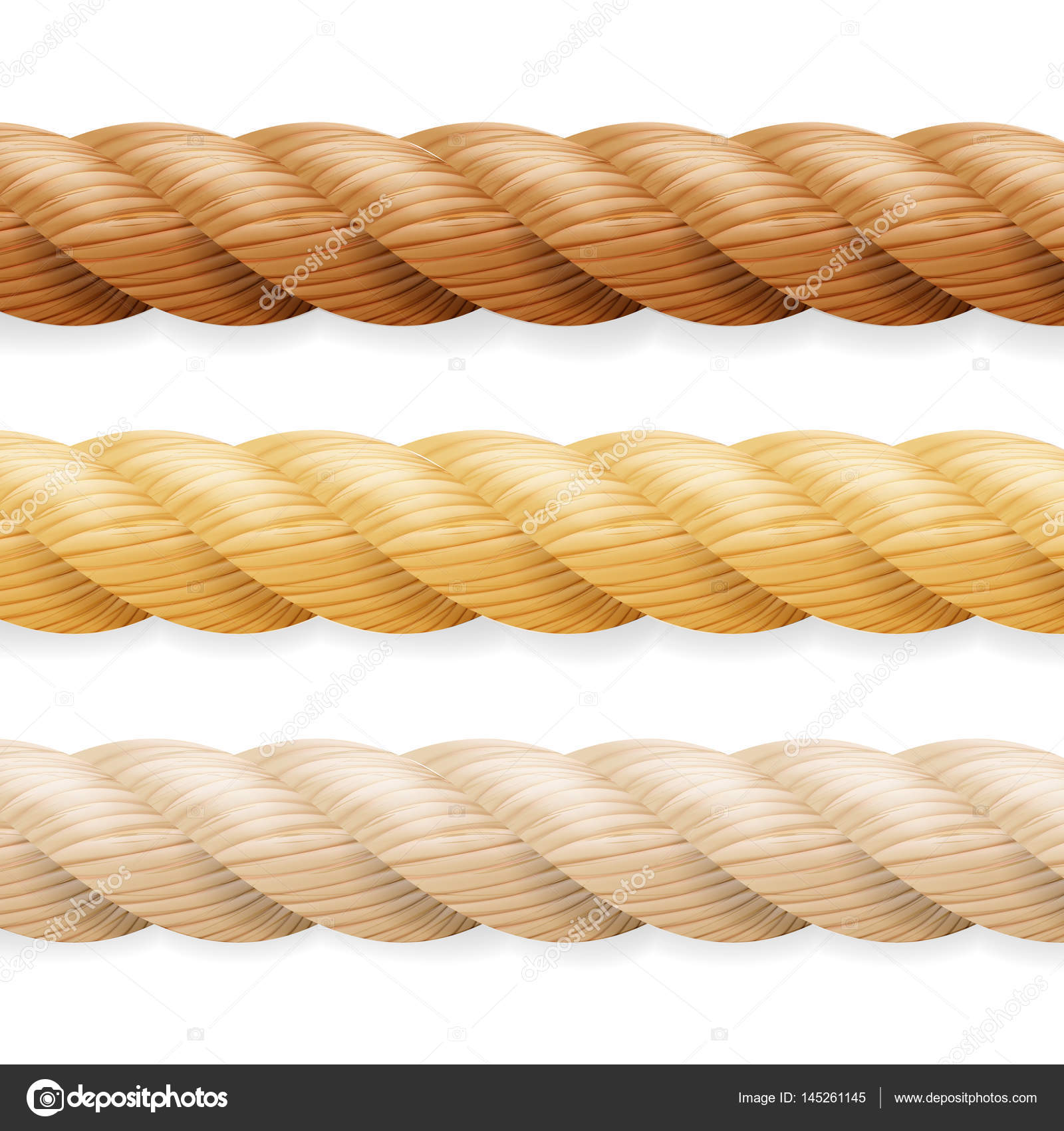 Realistic Rope Vector. Different Thickness Rope Set Isolated On White  Background. Illustration Of Twisted Nautical Thick Lines. Graphic String  Cord For Borders. Stock Vector by ©pikepicture 145261145