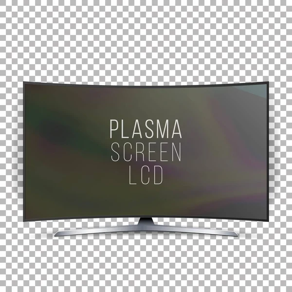 Bildschirm lcd Plasma-Vektor. gebogene tv moderne leere LED-Bildschirm-Panel isoliert auf weißem Hintergrund. realistische Darstellung — Stockvektor