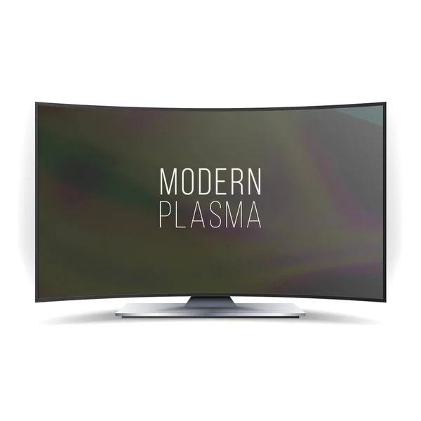 Vector de plasma de pantalla LCD. Panel de pantalla en blanco moderno de TV curvado aislado sobre fondo blanco. Ilustración realista — Archivo Imágenes Vectoriales