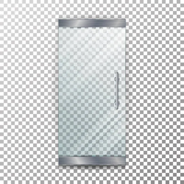 Glazen deur transparante Vector. Architecturale interieur symbool met zachte schaduw voor geïsoleerde op geruite achtergrond — Stockvector