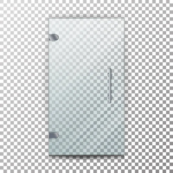 Glazen deur transparante Vector. Architecturale interieur symbool met zachte schaduw voor geïsoleerde op geruite achtergrond — Stockvector