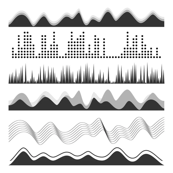 Dźwięk muzyki fale impulsowe Abstrakcja Vector. Cyfrowe częstotliwość utwór korektor graficzny ilustracja — Wektor stockowy