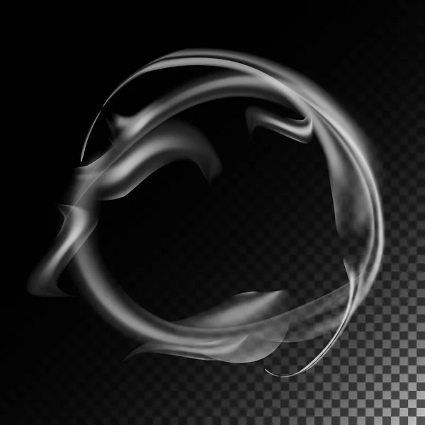 Realistické cigaretového kouře vlny vektor. 3D obrázek. Kouření symboly na šedou. Kouř kroužky. — Stockový vektor