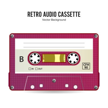 Retro ses kaset vektör. Başlık için yer ile detaylı Retro C90 ses kaseti
