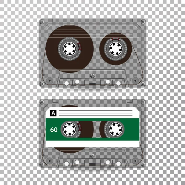 Retro Audio Cassette Vector. Cassette vectorielle réaliste isolée sur fond transparent — Image vectorielle